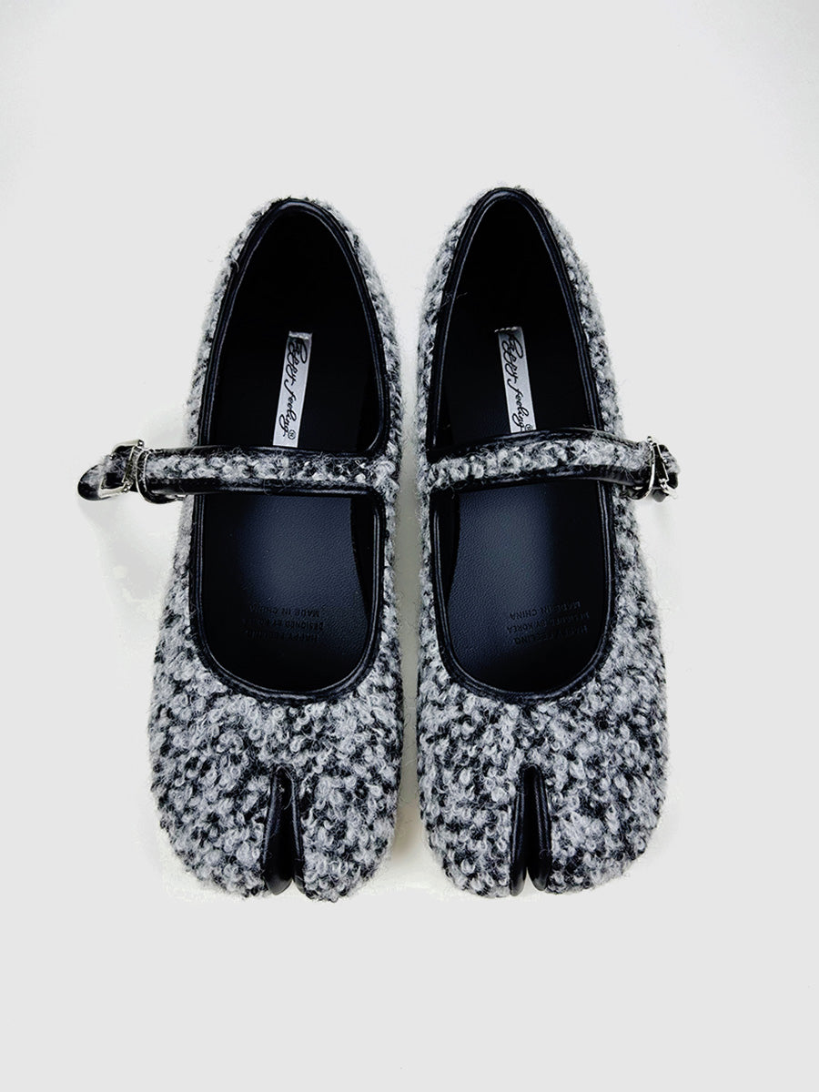 FAUX PLUSH TABI MARY JANE FLATS