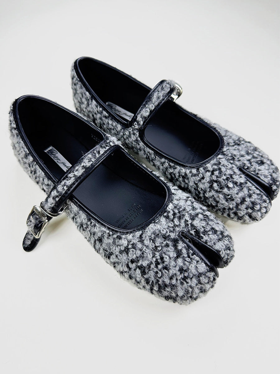 FAUX PLUSH TABI MARY JANE FLATS