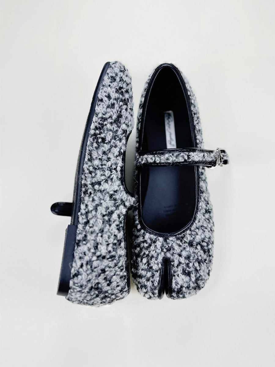 FAUX PLUSH TABI MARY JANE FLATS